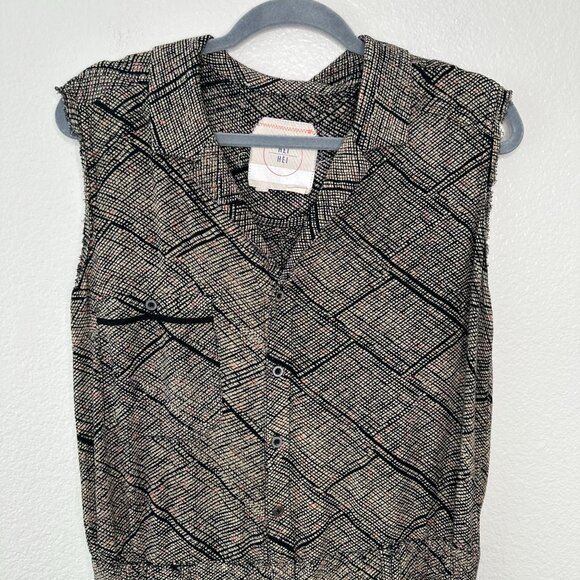 Anthropologie Hei Hei Romper M Boho Button Front V Neck Collared Casual Sleevele - Picture 2 of 10